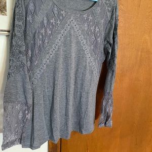 Ladies long sleeve top with cutouts lace SzXXL new